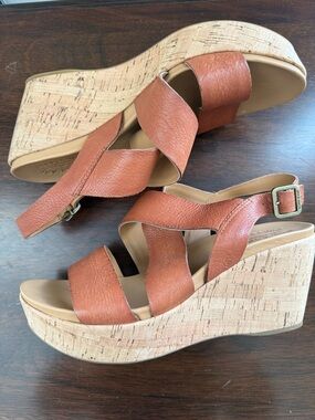 Kork Ease Leather Wedge Sandal - 10M